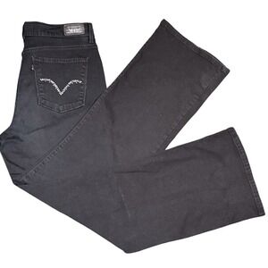 Levi 512 Women's Black Bootcut Jeans With Design On Pocket Size 14M